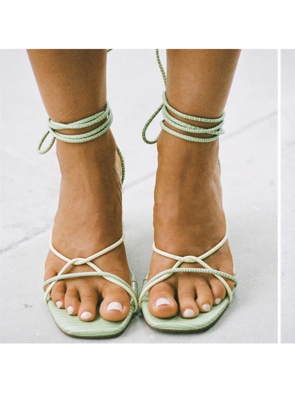 Sabo Skirt Sage Green Strappy Lace Up Block Heels Size 6